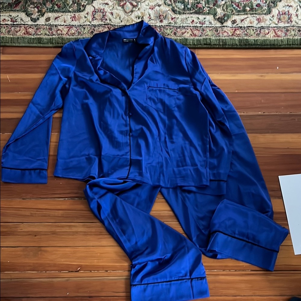 Blue Satin Pajama Set